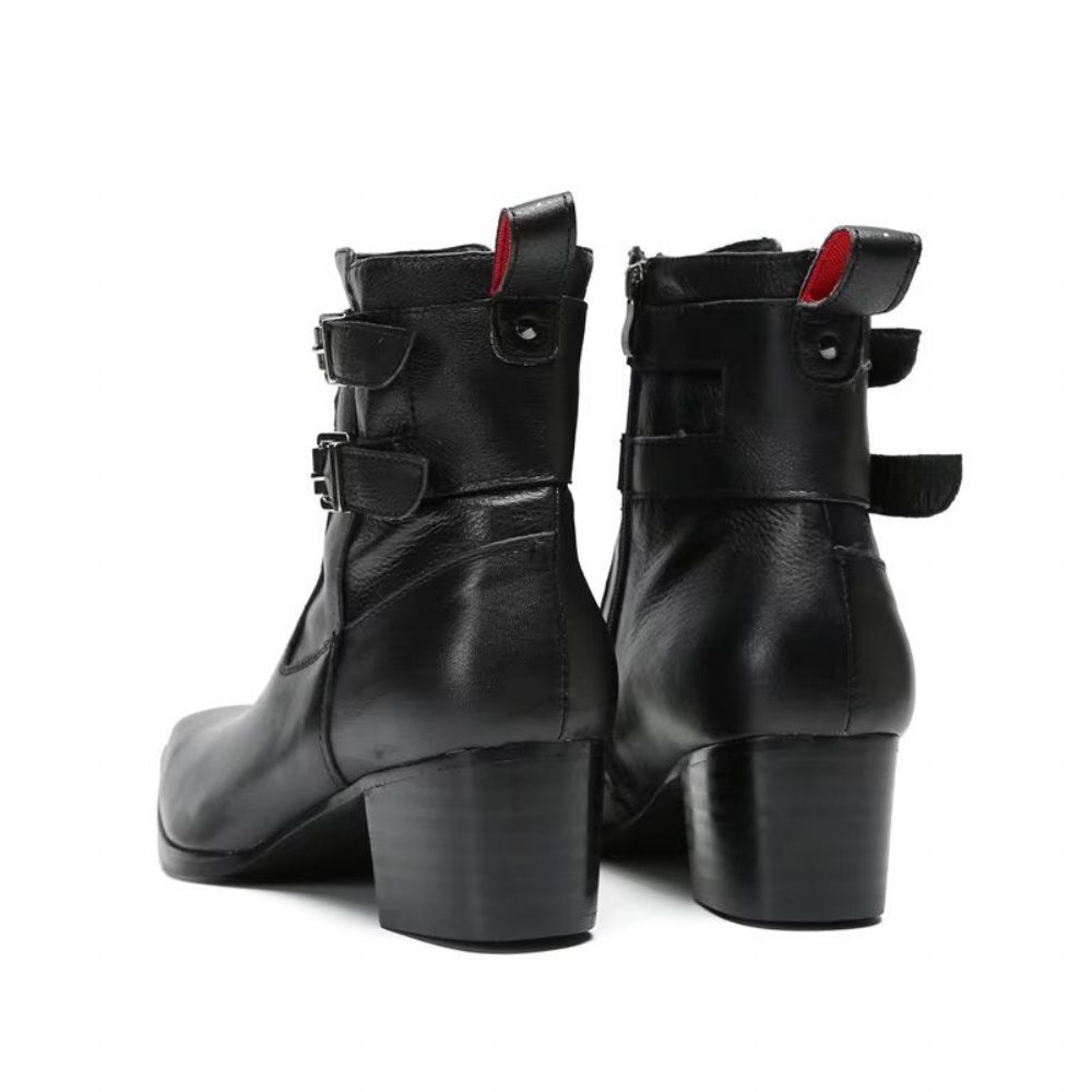 Bottes Pour Hommes Bottines Cuir Élégantes - Noir