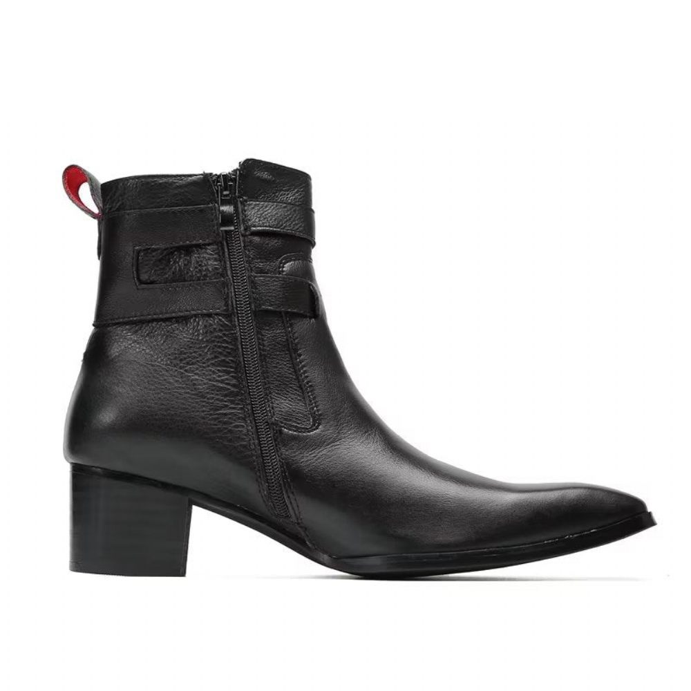 Bottes Pour Hommes Bottines Cuir Élégantes - Noir