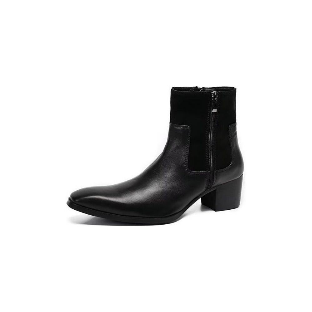 Bottes Pour Hommes Bottines Cuir À Motif Croco Luxe - Noir 1