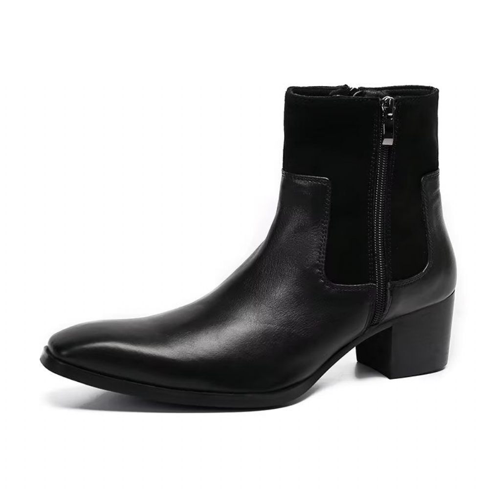 Bottes Pour Hommes Bottines Cuir À Motif Croco Luxe - Noir 1