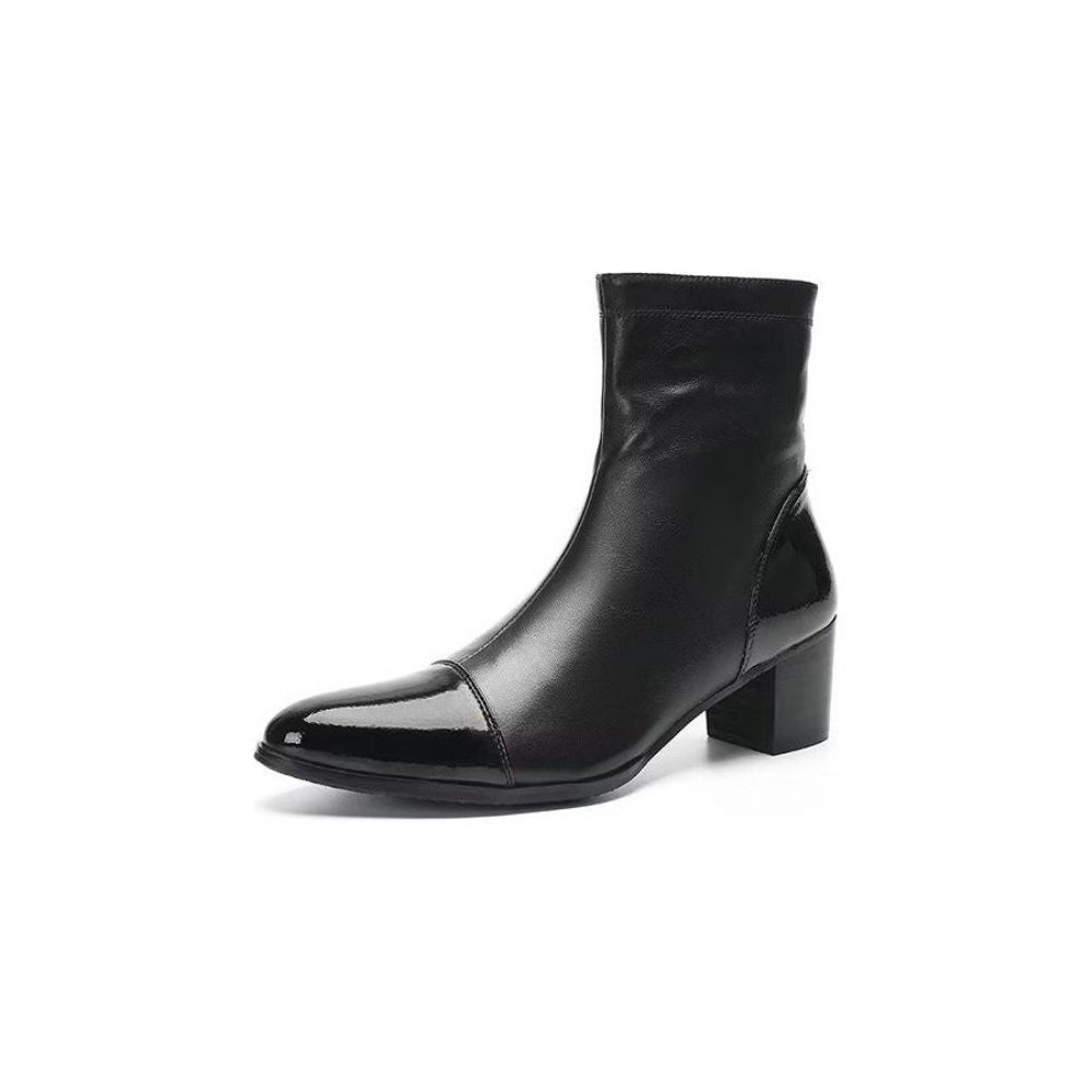 Bottes Pour Hommes Bottines Cuir Texturé