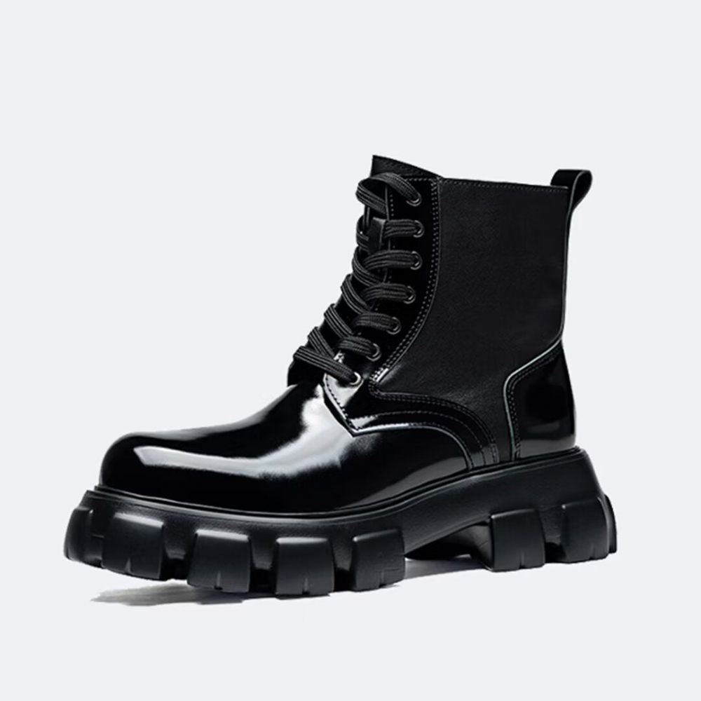 Bottes Pour Hommes Bottines Cuir Vache - Noir