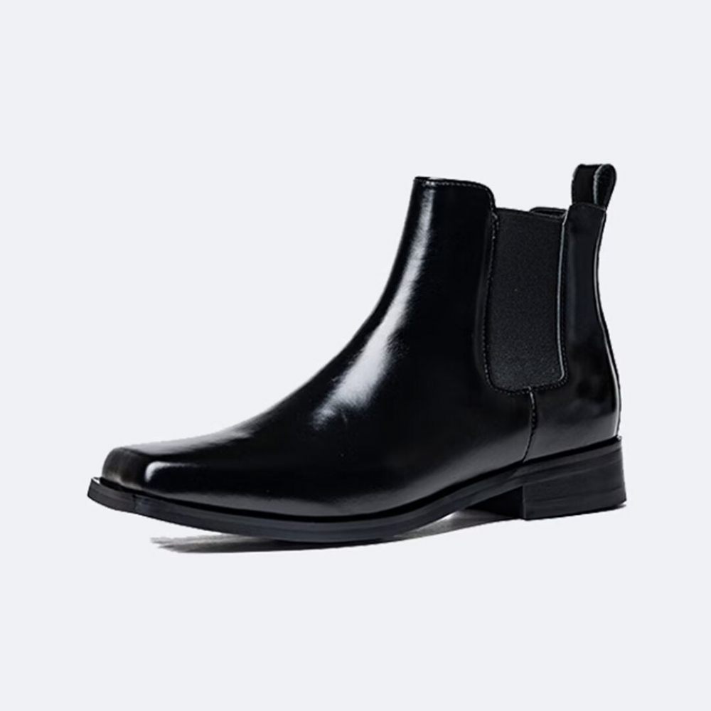 Bottes Pour Hommes Bottines Cuir Vache - Noir