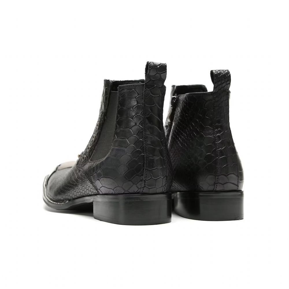 Bottes Pour Hommes Bottines Cuir Vache Exquises - Noir