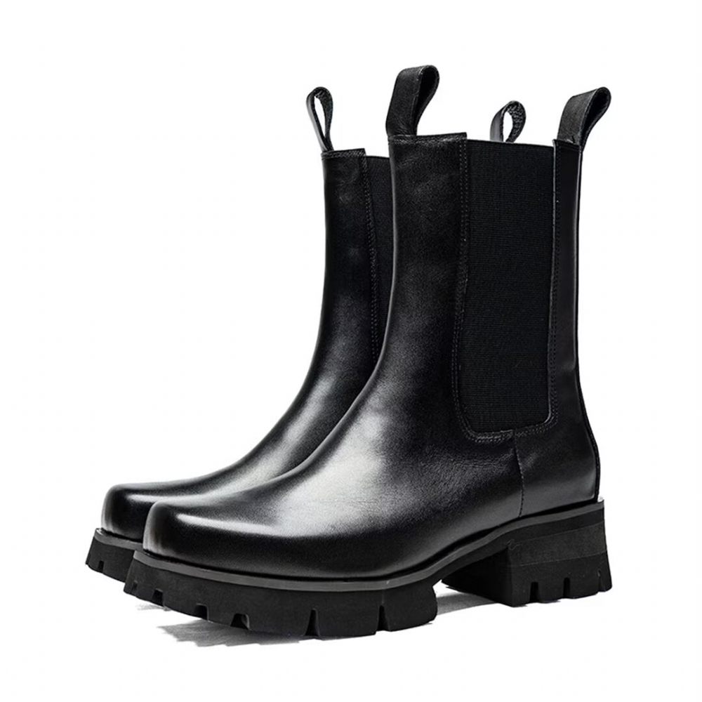 Bottes Pour Hommes Bottines Cuir Vache Trendsetter - Noir