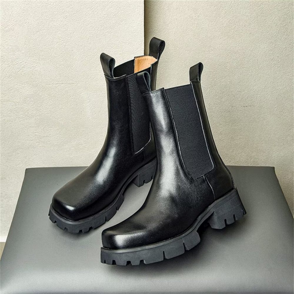 Bottes Pour Hommes Bottines Cuir Vache Trendsetter - Noir