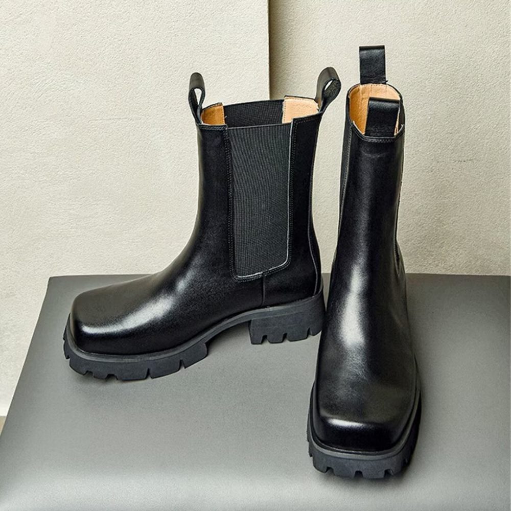 Bottes Pour Hommes Bottines Cuir Vache Trendsetter - Noir