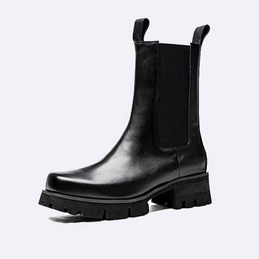 Bottes Pour Hommes Bottines Cuir Vache Trendsetter - Noir