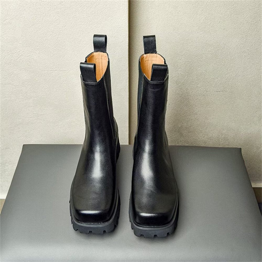 Bottes Pour Hommes Bottines Cuir Vache Trendsetter - Noir