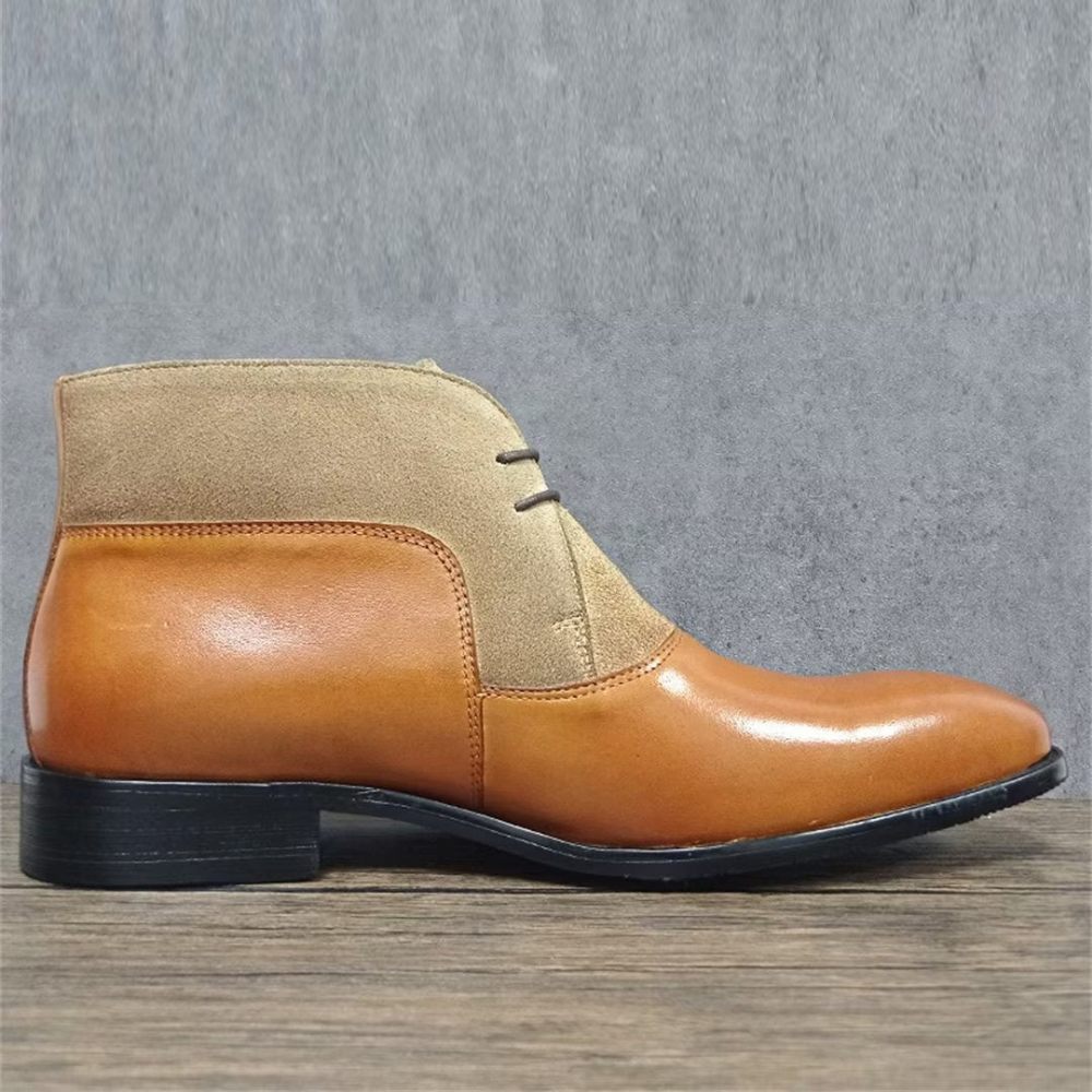 Bottes Pour Hommes Bottines Cuir Véritable - Brun