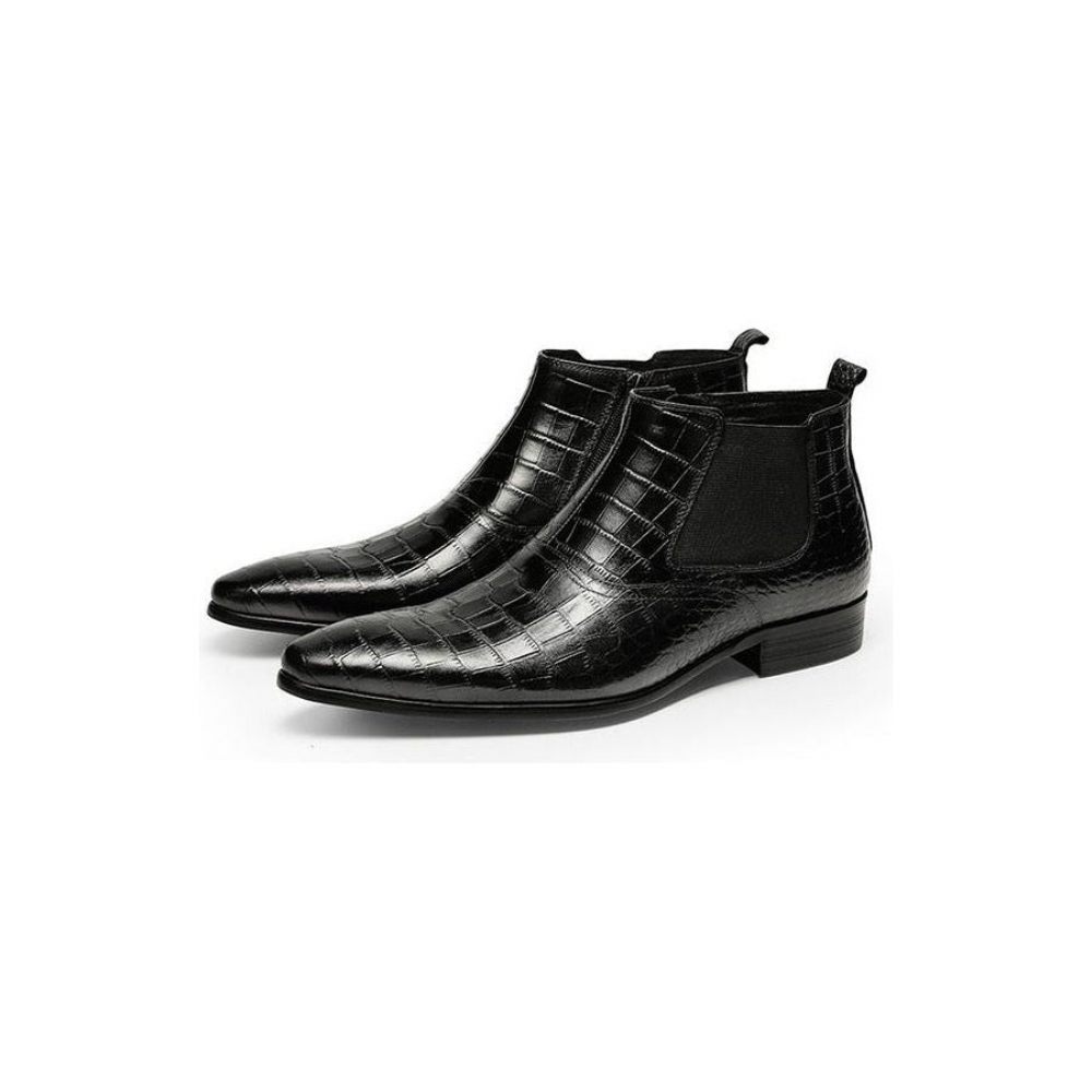 Bottes Pour Hommes Bottines Décontractées À Fermeture Éclair Luxe Croctex - Noir