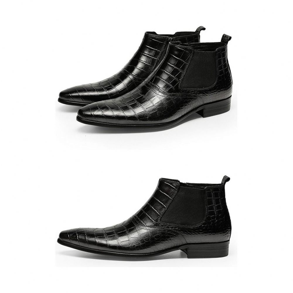 Bottes Pour Hommes Bottines Décontractées À Fermeture Éclair Luxe Croctex - Noir