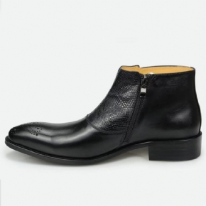 Bottes Pour Hommes Bottines Élégantes À Fermeture Éclair Cuir Imprimé