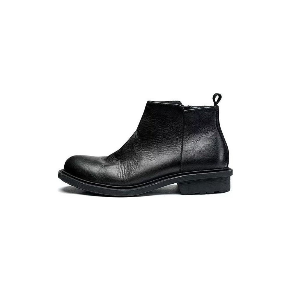 Bottes Pour Hommes Bottines À Enfiler Chics - Noir