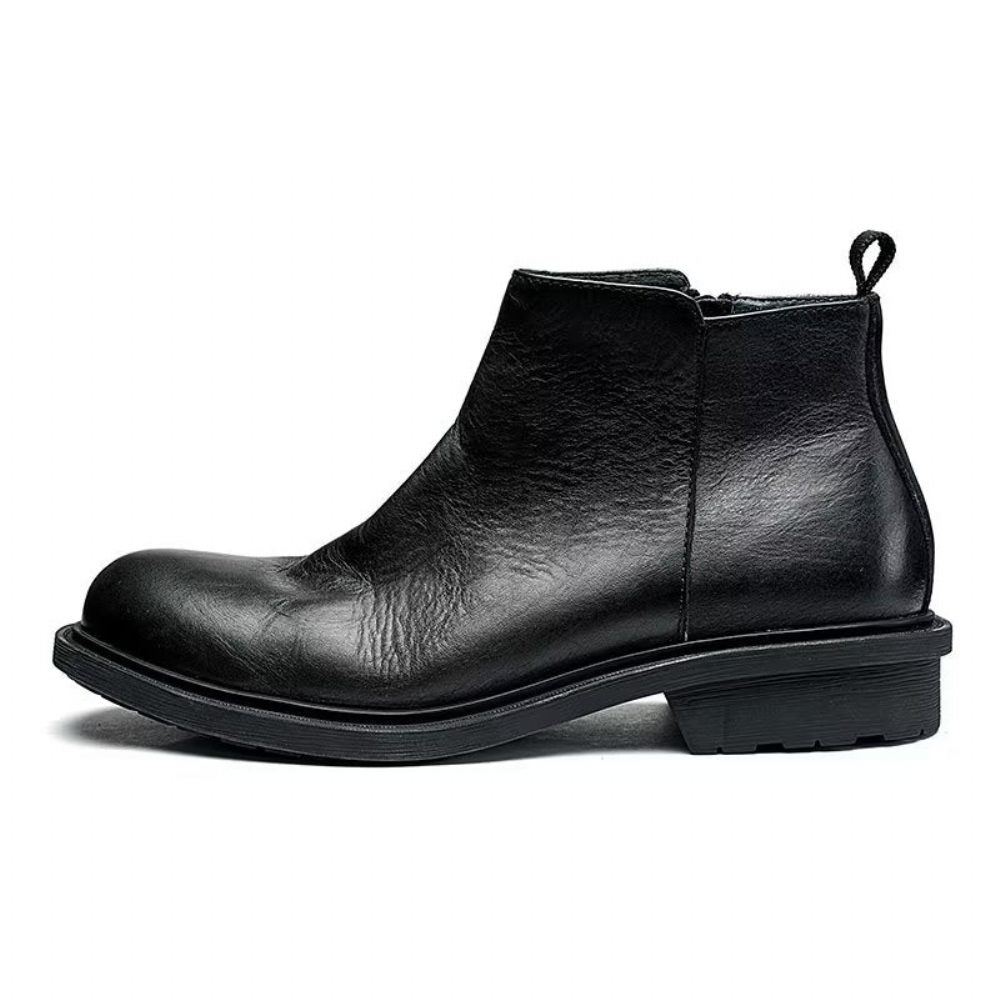 Bottes Pour Hommes Bottines À Enfiler Chics - Noir