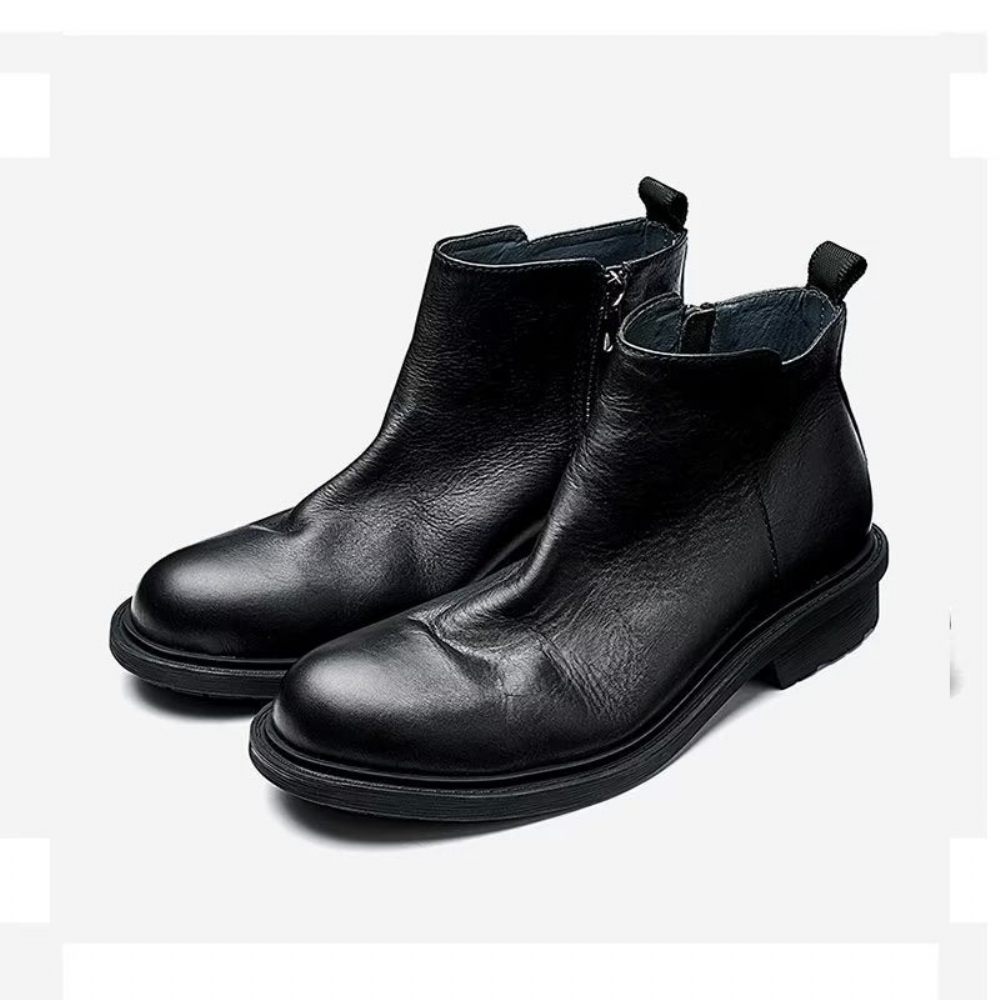 Bottes Pour Hommes Bottines À Enfiler Chics - Noir