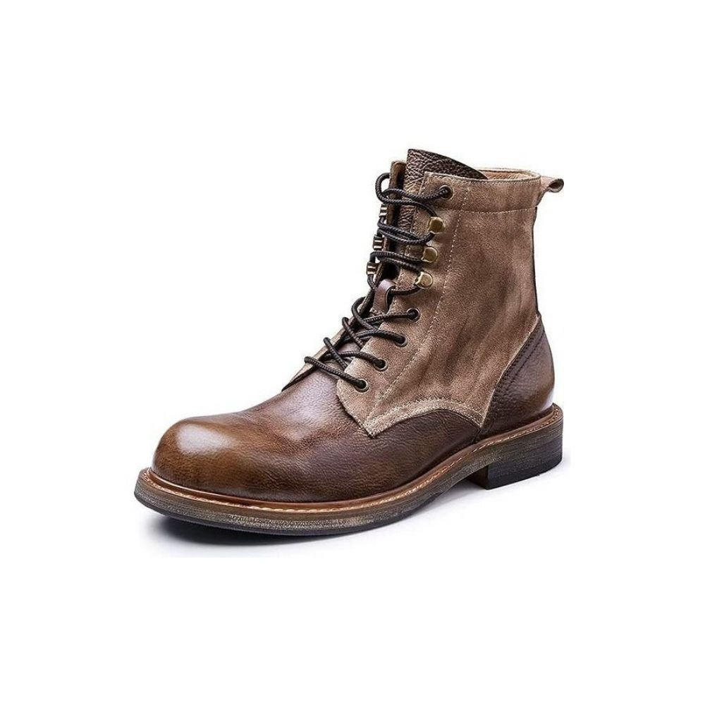 Bottes Pour Hommes Bottines À Enfiler Cuir Chic - Marron