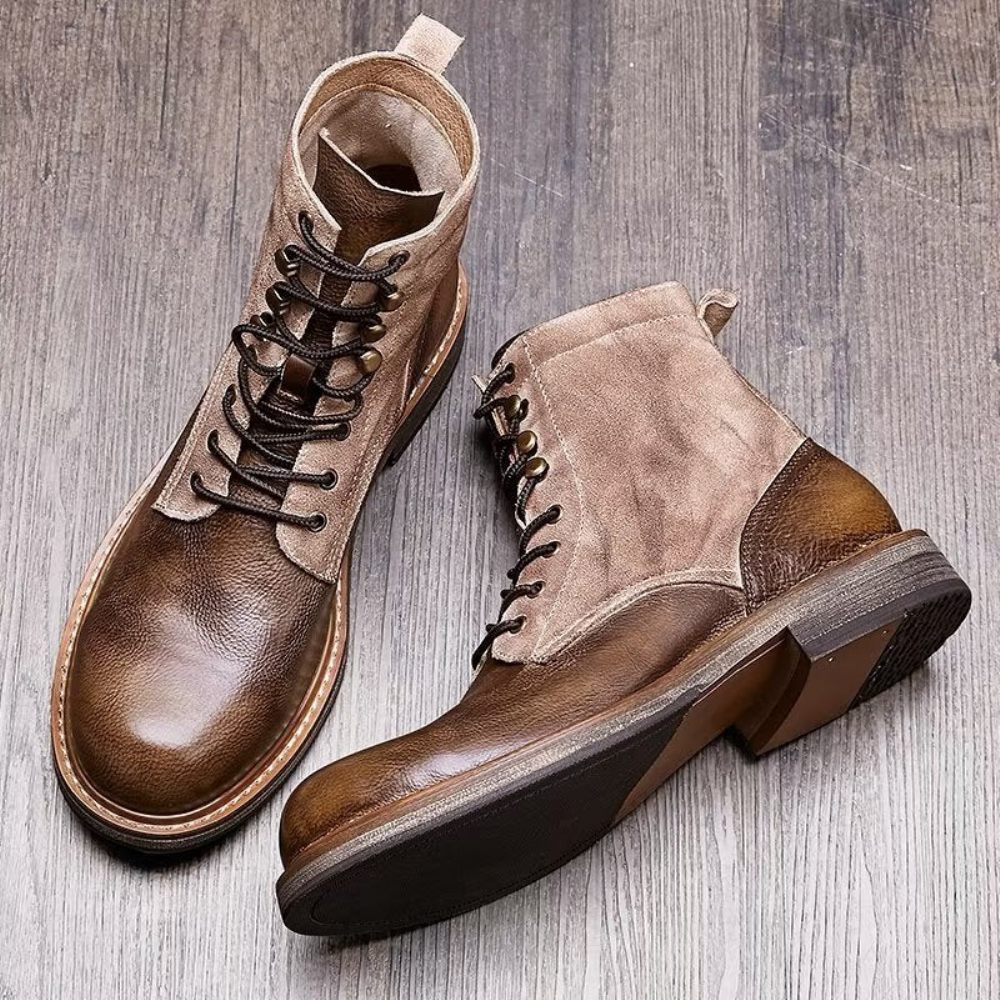 Bottes Pour Hommes Bottines À Enfiler Cuir Chic - Marron