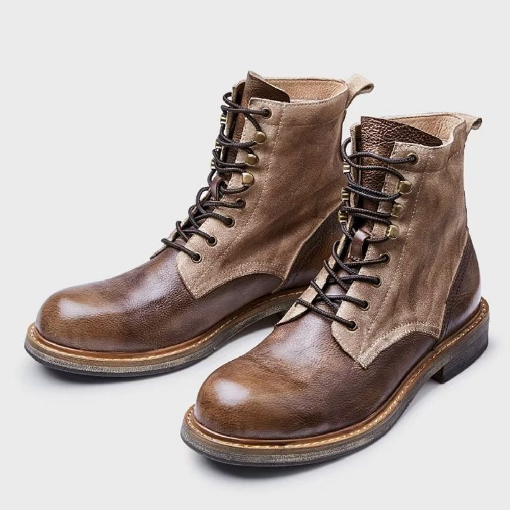 Bottes Pour Hommes Bottines À Enfiler Cuir Chic - Marron