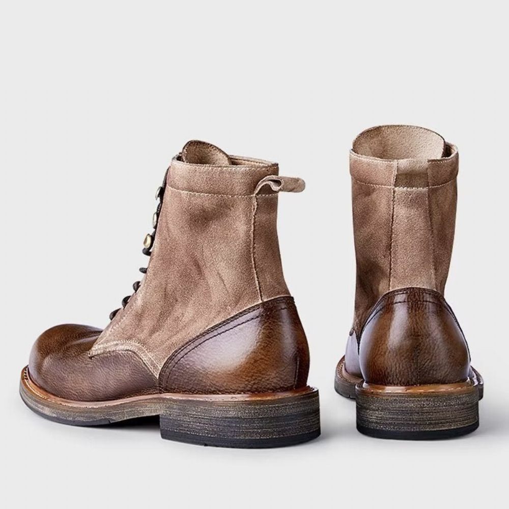 Bottes Pour Hommes Bottines À Enfiler Cuir Chic - Marron