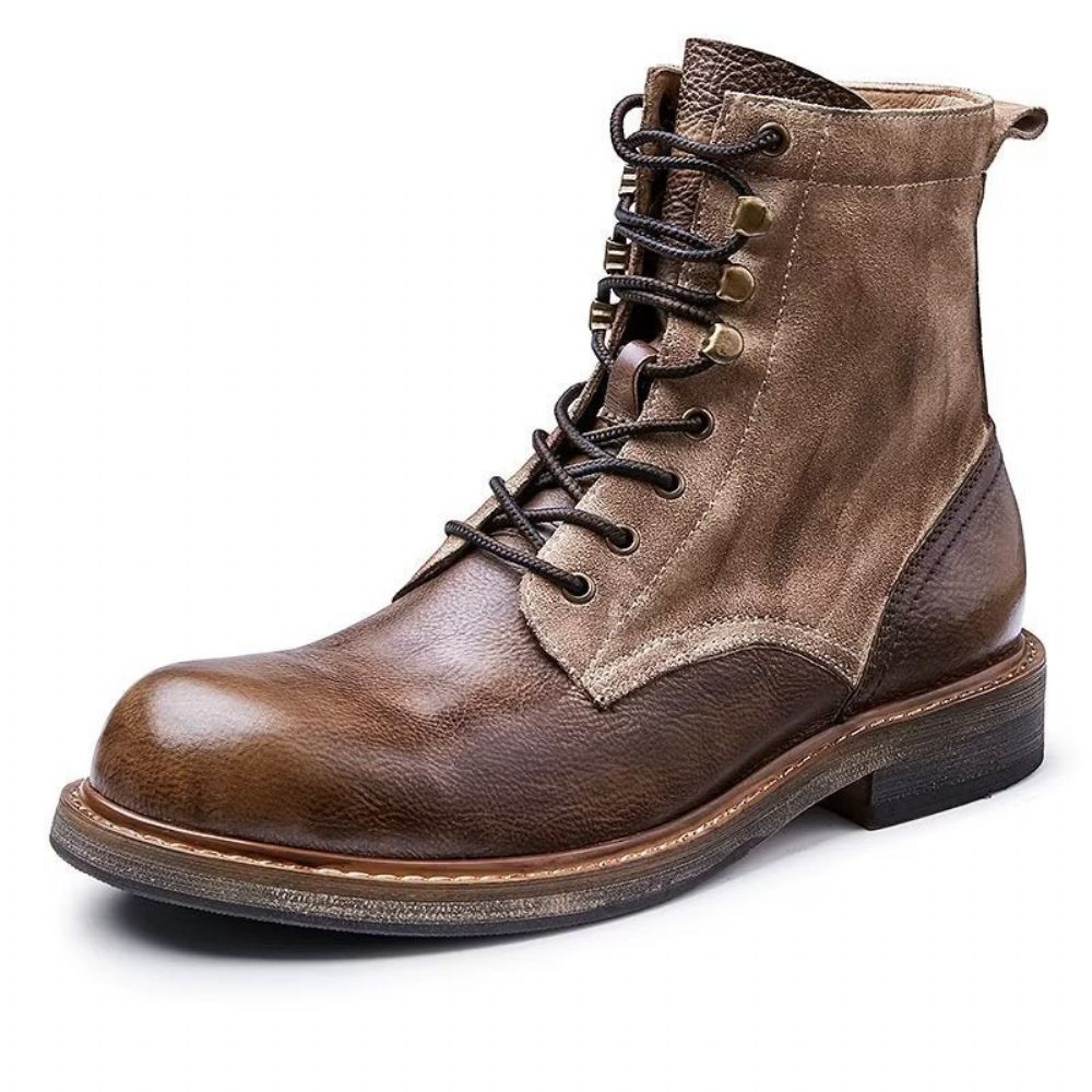 Bottes Pour Hommes Bottines À Enfiler Cuir Chic - Marron