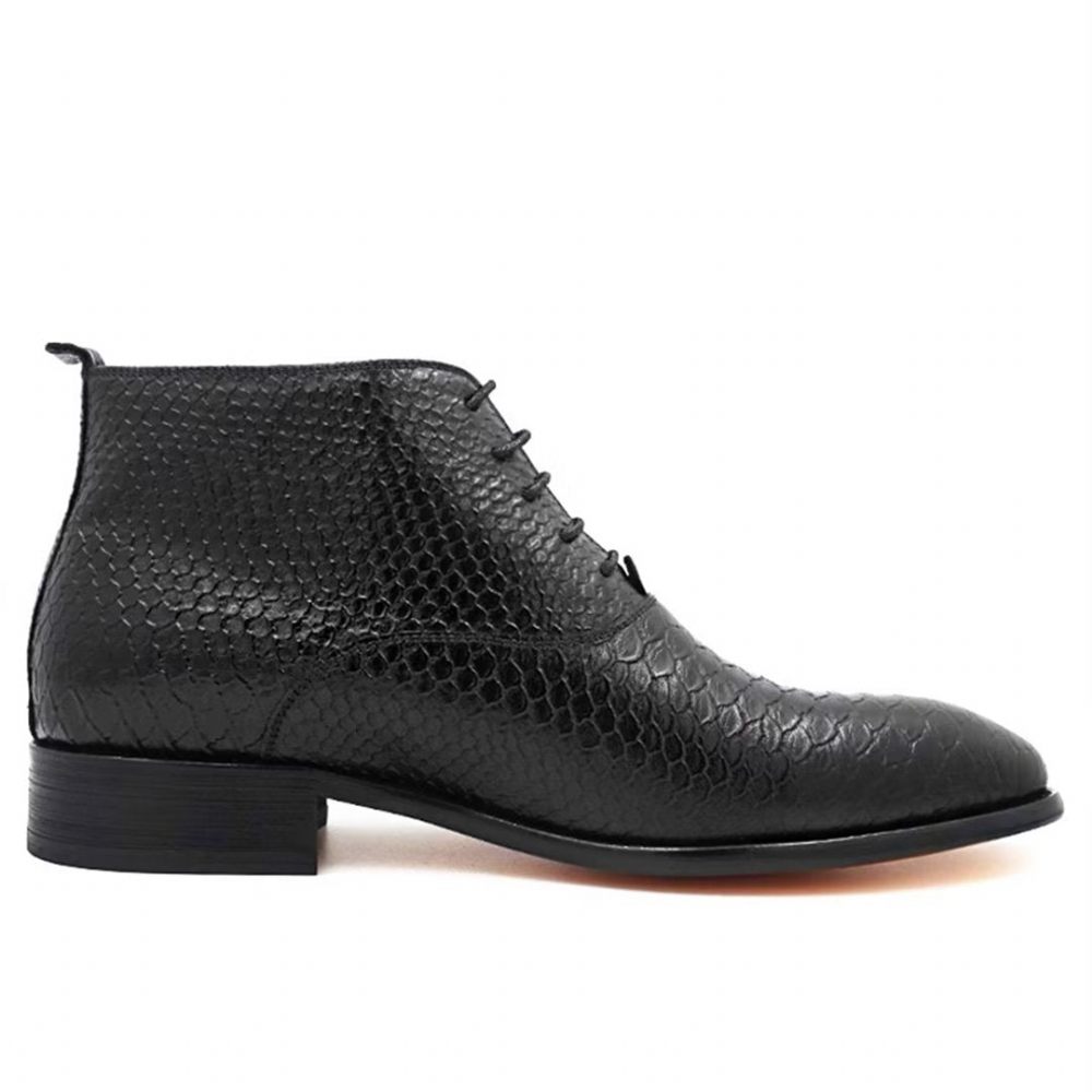 Bottes Pour Hommes Bottines À Enfiler Cuir Véritable Opulent - Noir