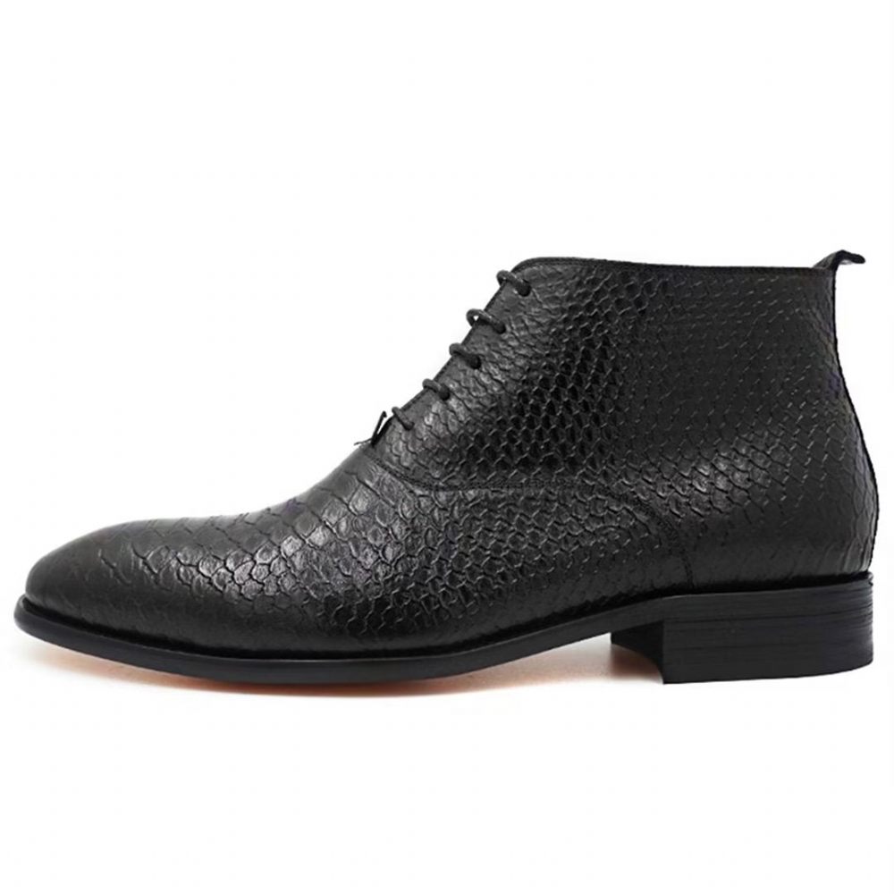 Bottes Pour Hommes Bottines À Enfiler Cuir Véritable Opulent - Noir