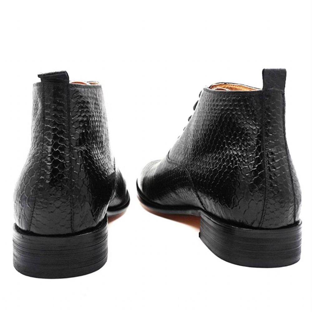 Bottes Pour Hommes Bottines À Enfiler Cuir Véritable Opulent - Noir