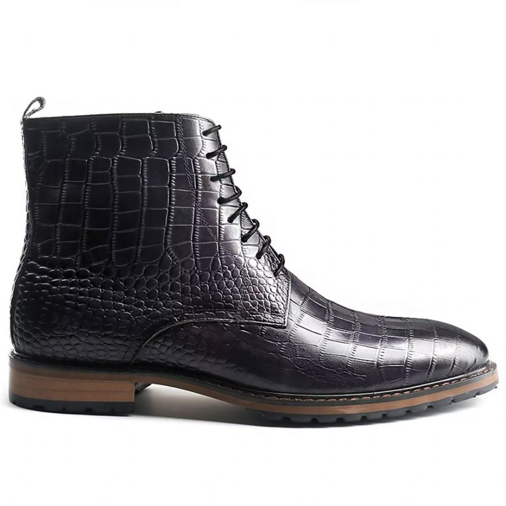 Bottes Pour Hommes Bottines À Enfiler Cuir Véritable Opulent - Noir