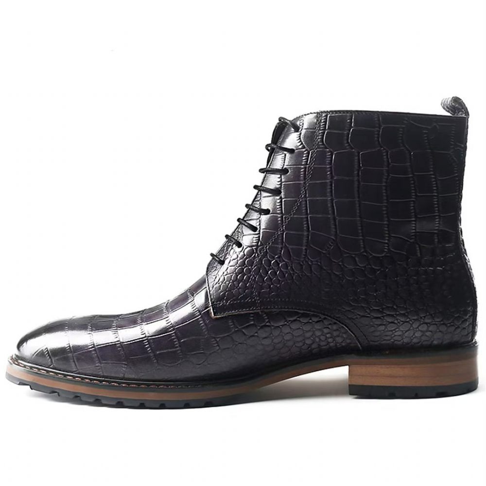 Bottes Pour Hommes Bottines À Enfiler Cuir Véritable Opulent - Noir