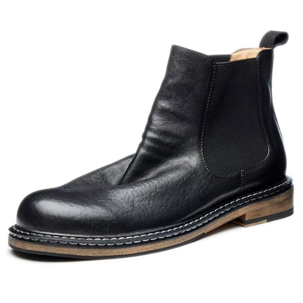 Bottes Pour Hommes Bottines À Enfiler Équines Élégantes - Noir