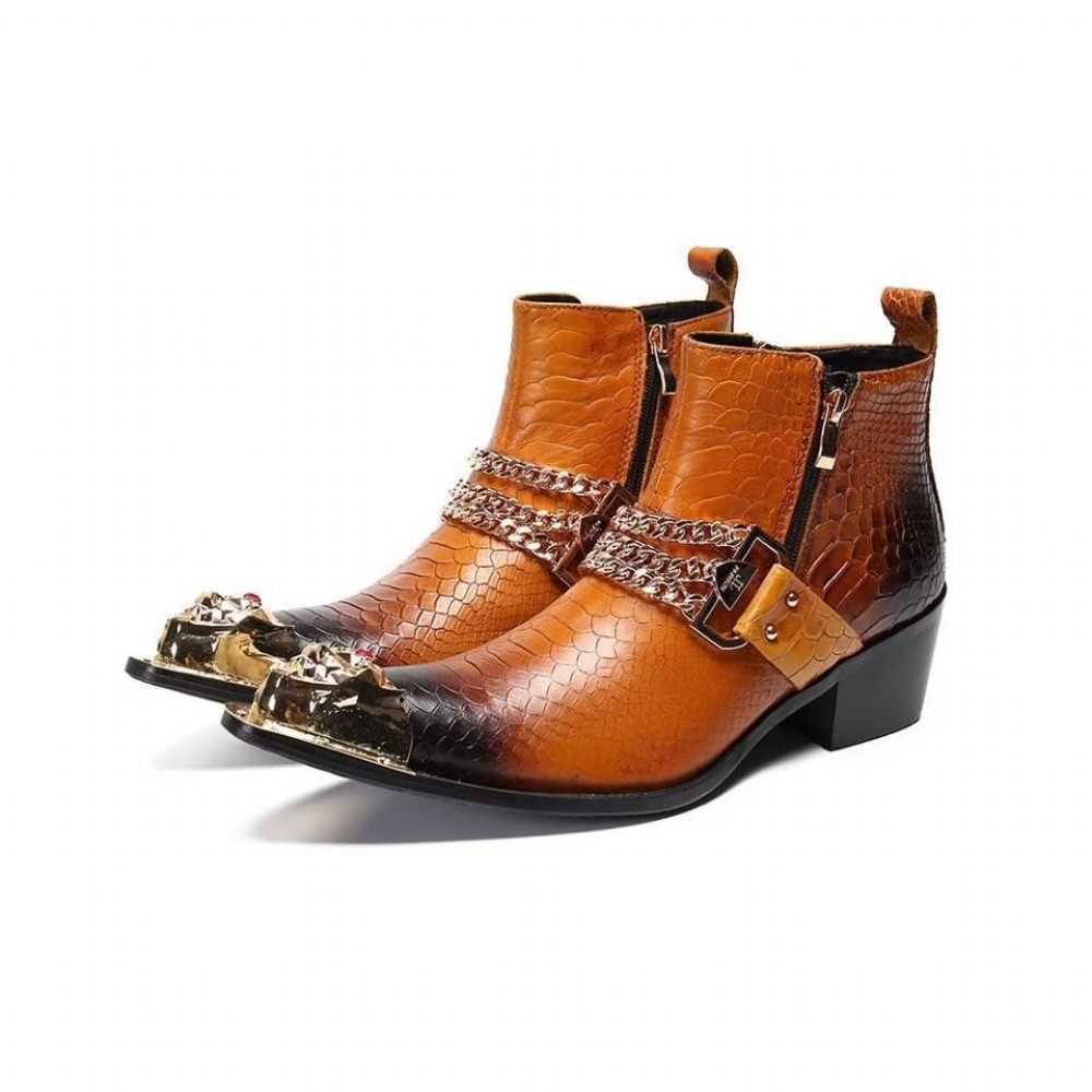 Bottes Pour Hommes Bottines Exotiques - Marron