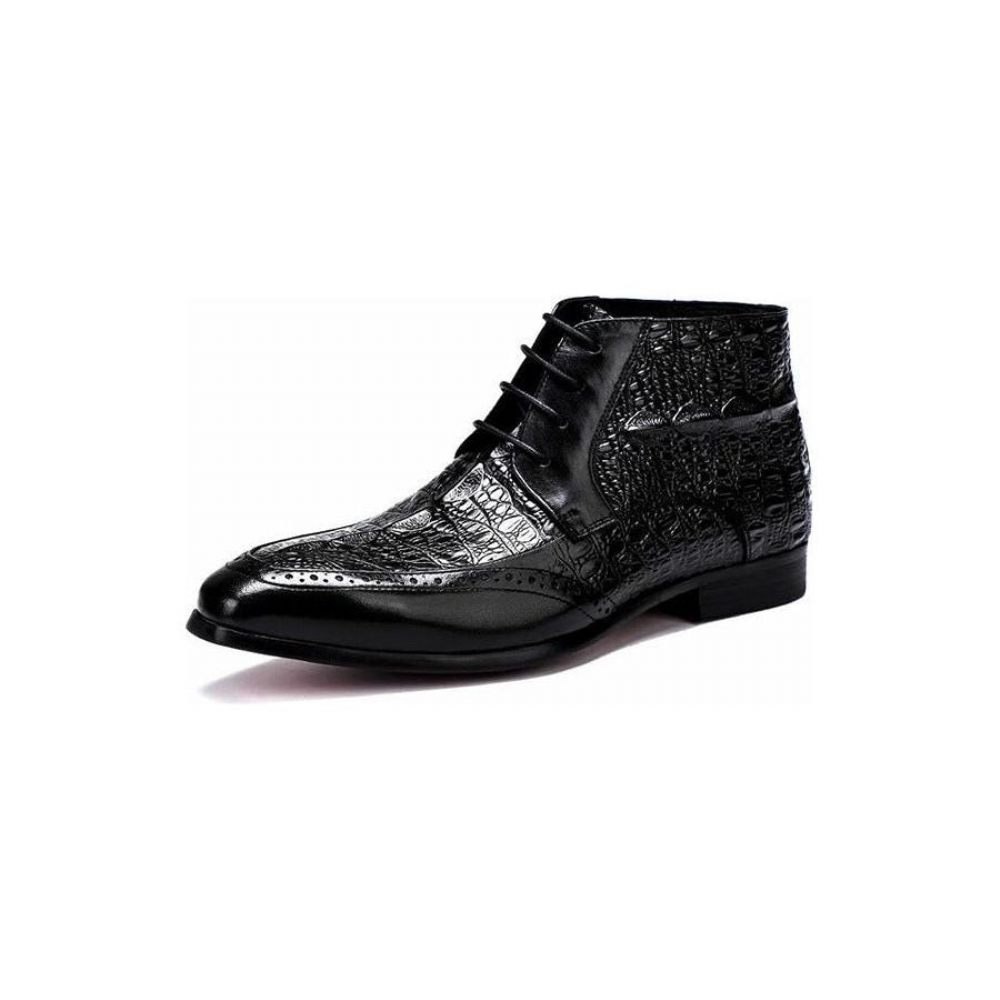 Bottes Pour Hommes Bottines Exotiques À Lacets Cuir Véritable