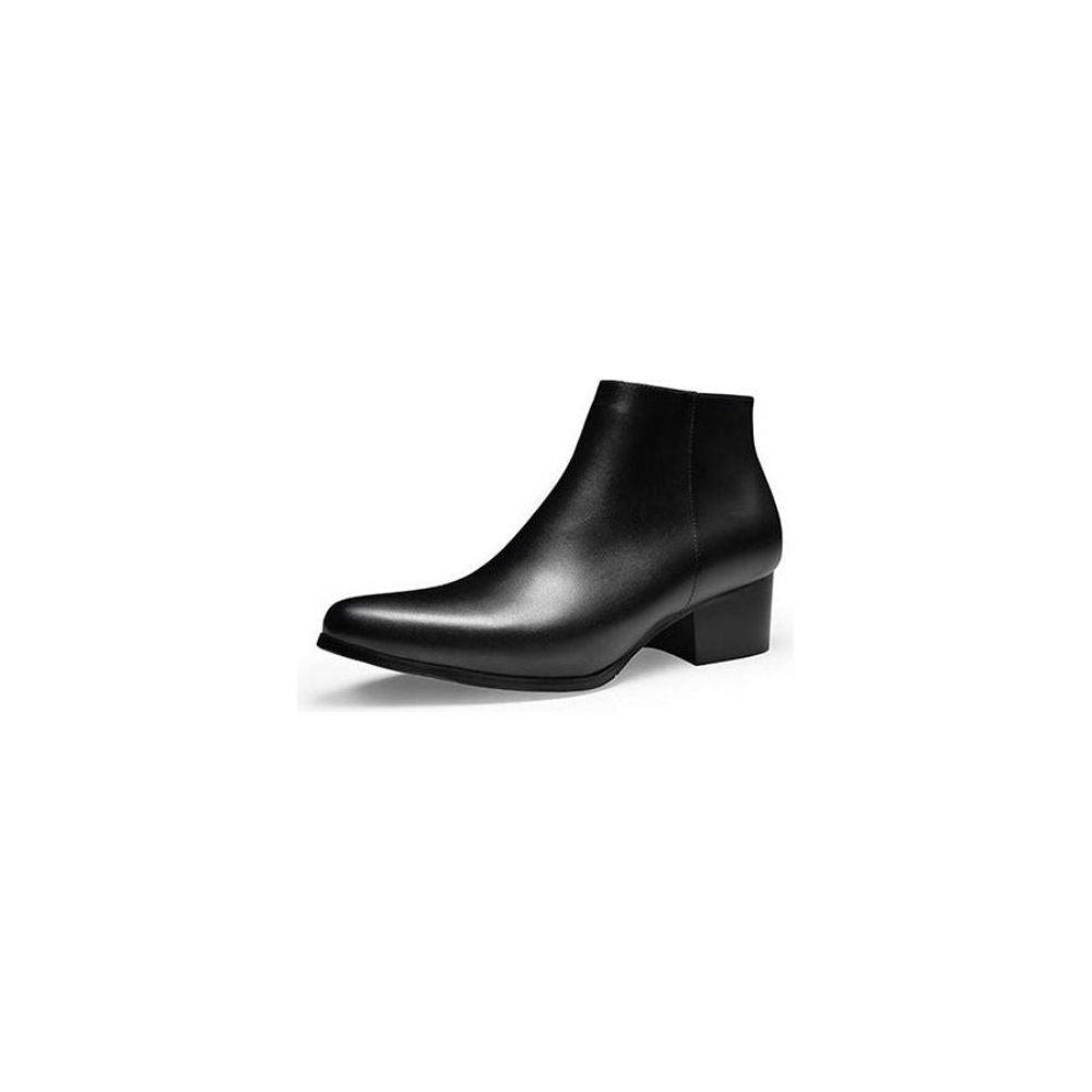 Bottes Pour Hommes Bottines Exotiques À Talons Pointus - Noir