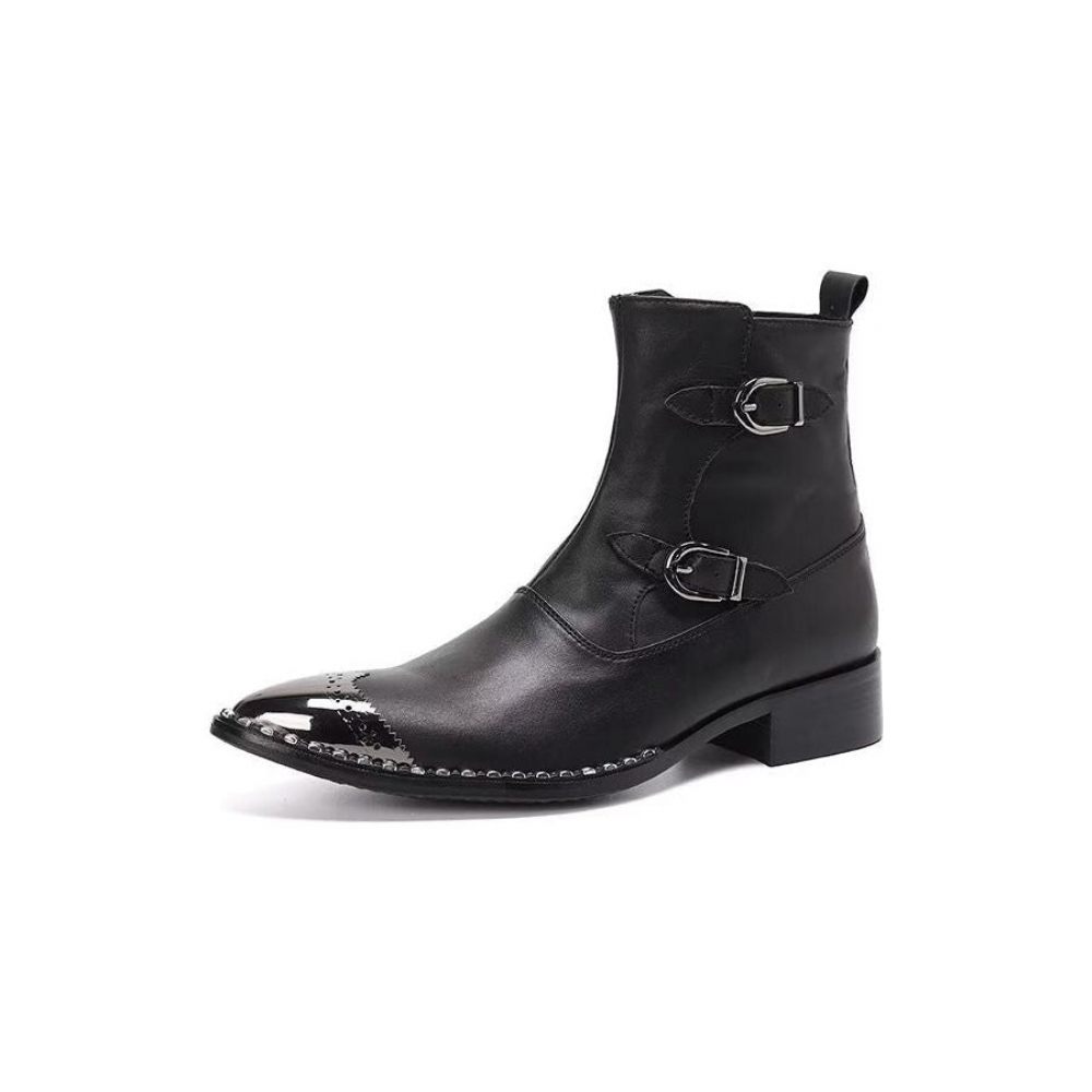 Bottes Pour Hommes Bottines À Fermeture Éclair Chaussures Élégantes Essentiel