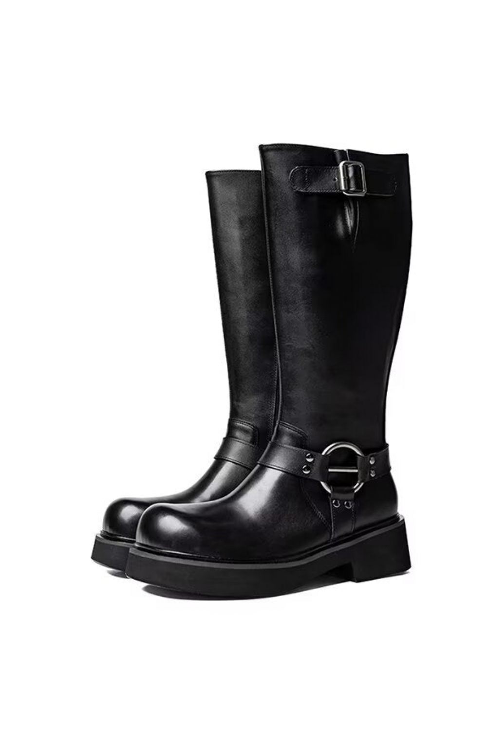 Bottes Pour Hommes Bottines À Fermeture Éclair Cuir - Noir