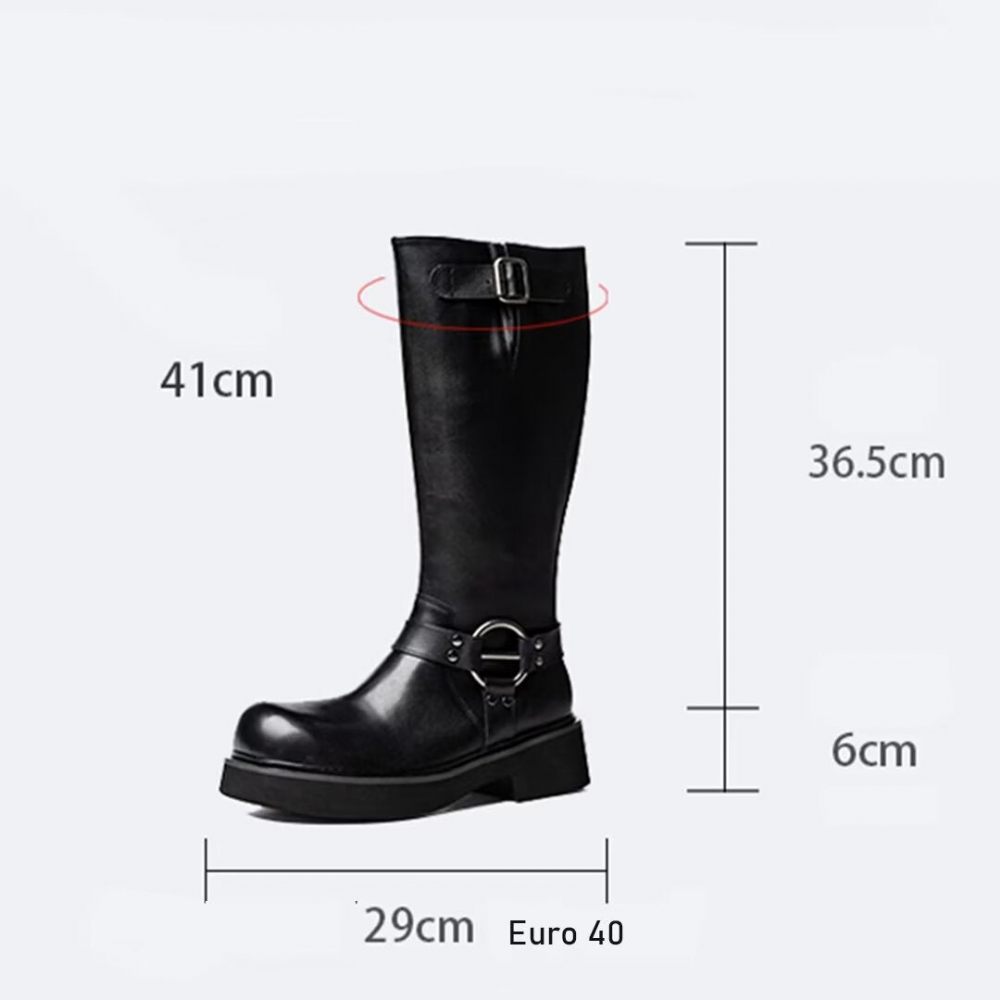 Bottes Pour Hommes Bottines À Fermeture Éclair Cuir - Noir