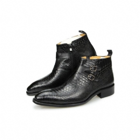 Bottes Pour Hommes Bottines À Fermeture Éclair Cuir Exotique Motif Peau Serpent