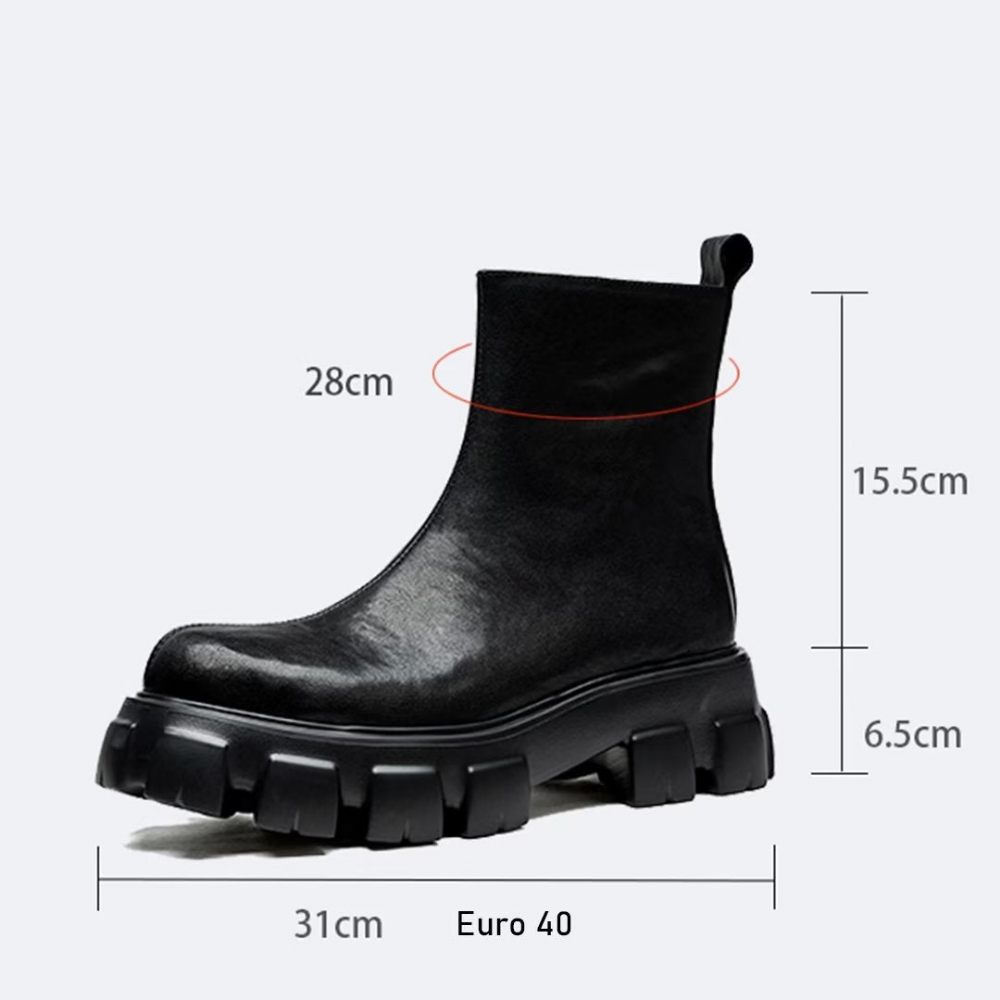 Bottes Pour Hommes Bottines À Fermeture Éclair Lisse - Noir