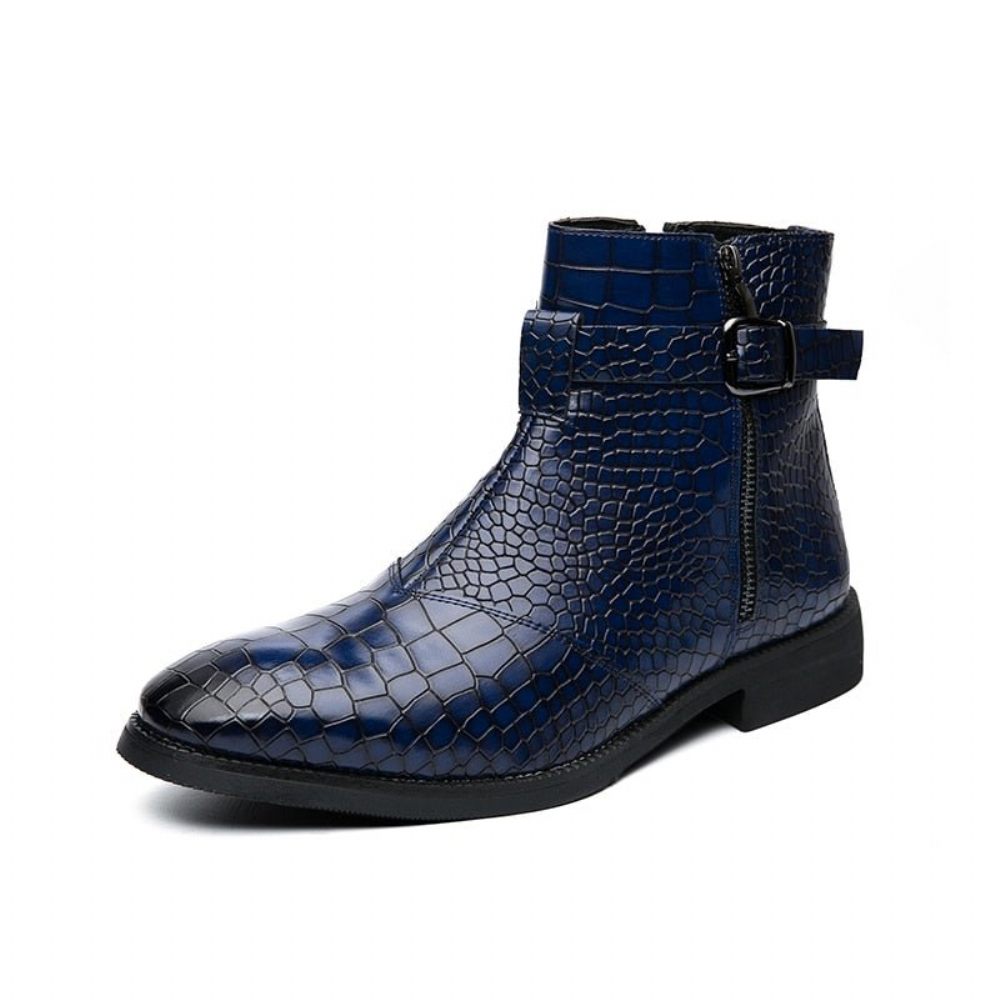 Bottes Pour Hommes Bottines À Fermeture Éclair Motif Croco Britannique