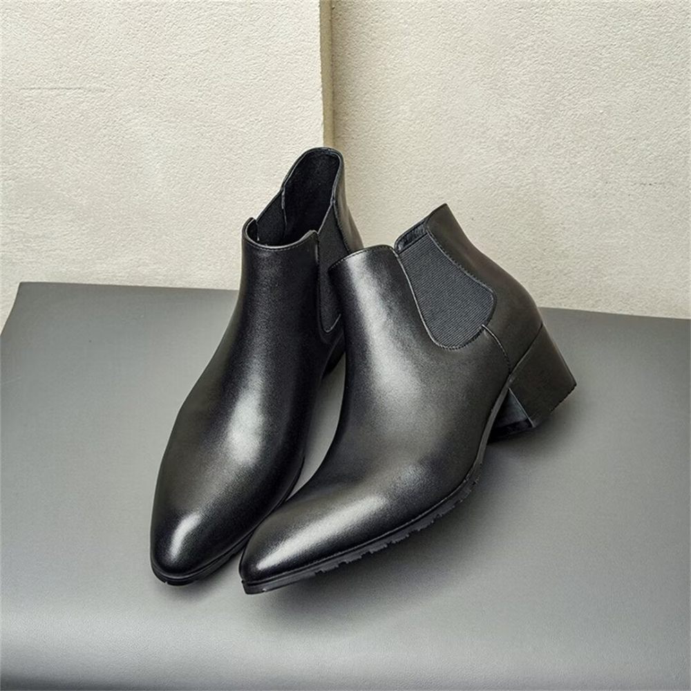 Bottes Pour Hommes Bottines À Fermeture Éclair Pointues - Noir