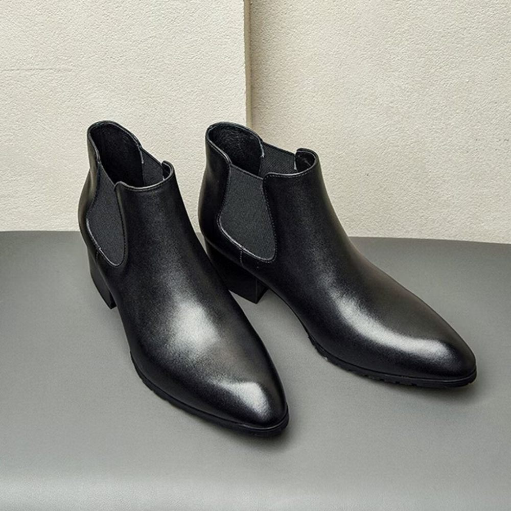 Bottes Pour Hommes Bottines À Fermeture Éclair Pointues - Noir