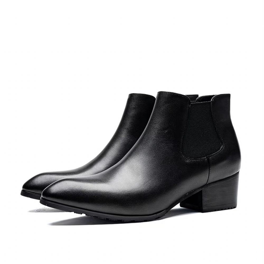 Bottes Pour Hommes Bottines À Fermeture Éclair Pointues - Noir