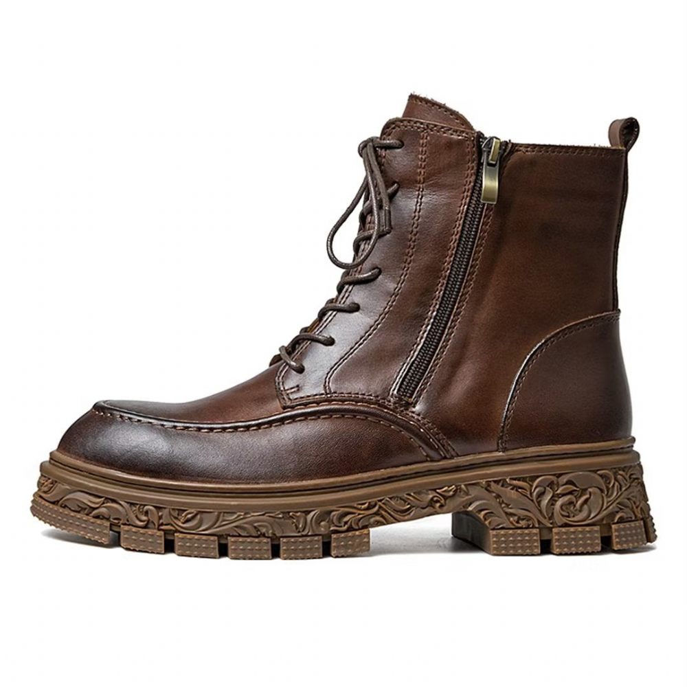 Bottes Pour Hommes Bottines À Fermeture Éclair Vintage - Marron