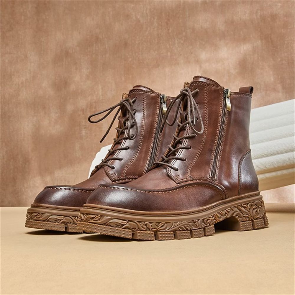 Bottes Pour Hommes Bottines À Fermeture Éclair Vintage - Marron