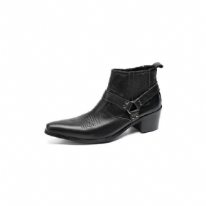 Bottes Pour Hommes Bottines Fête Cuir Noir Serpent Luxe