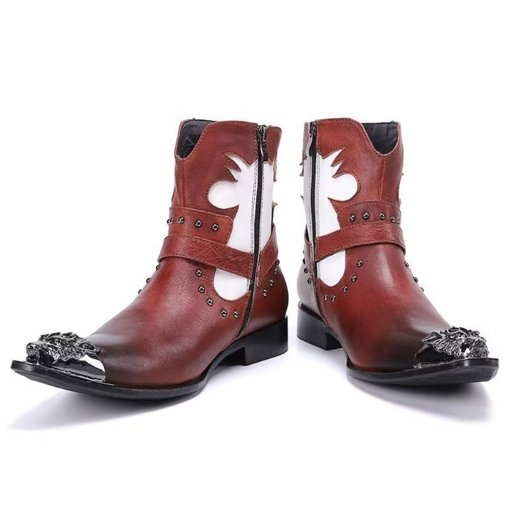 Bottes Pour Hommes Bottines Habillées Chics - Rouge