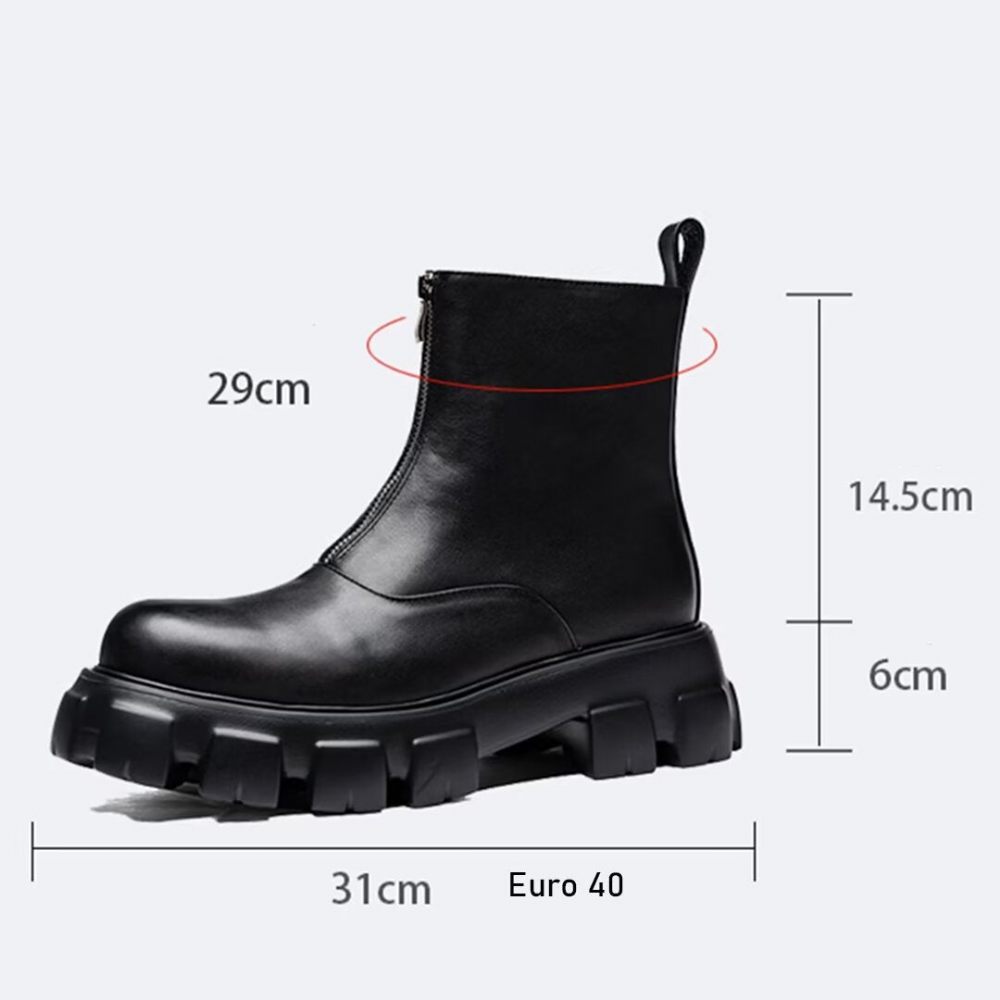 Bottes Pour Hommes Bottines Hautes Cuir - Noir