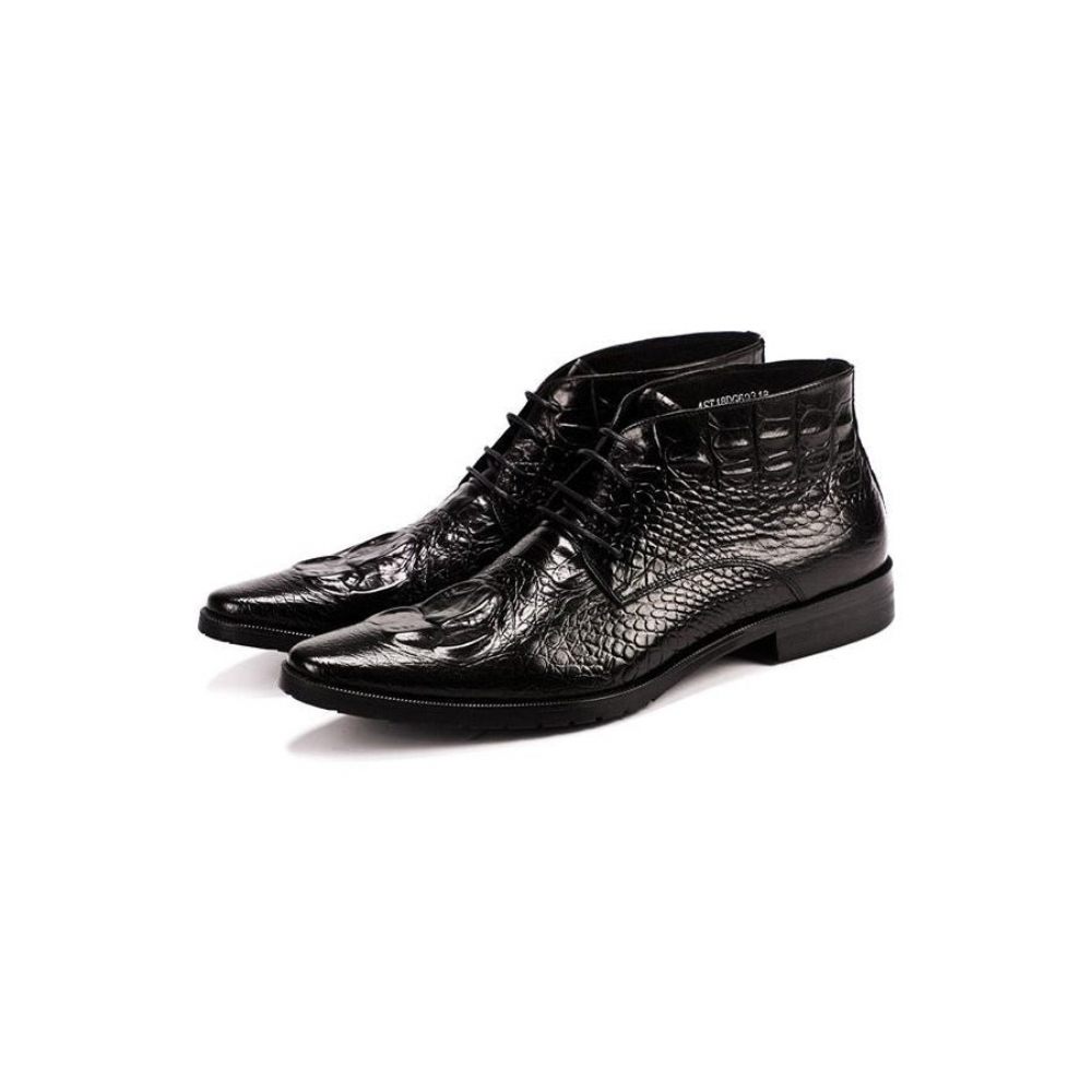 Bottes Pour Hommes Bottines À Lacets Brillantes Croco Chic