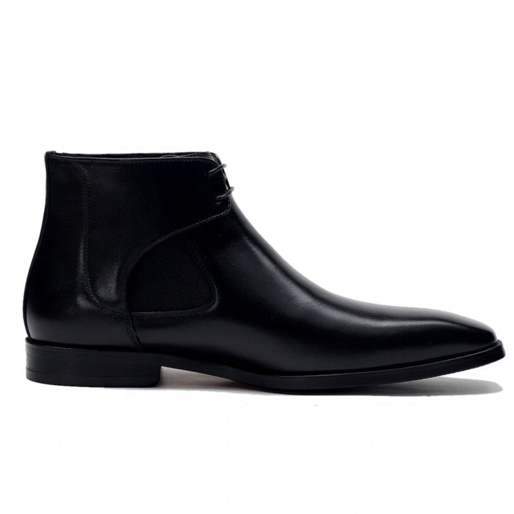 Bottes Pour Hommes Bottines À Lacets Cuir - Noir